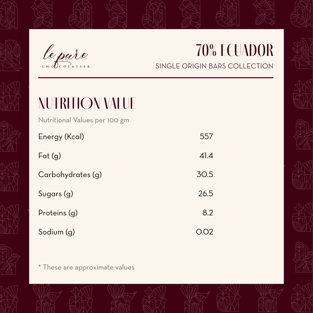 70% Ecuador Single Origin Dark Chocolate Bar