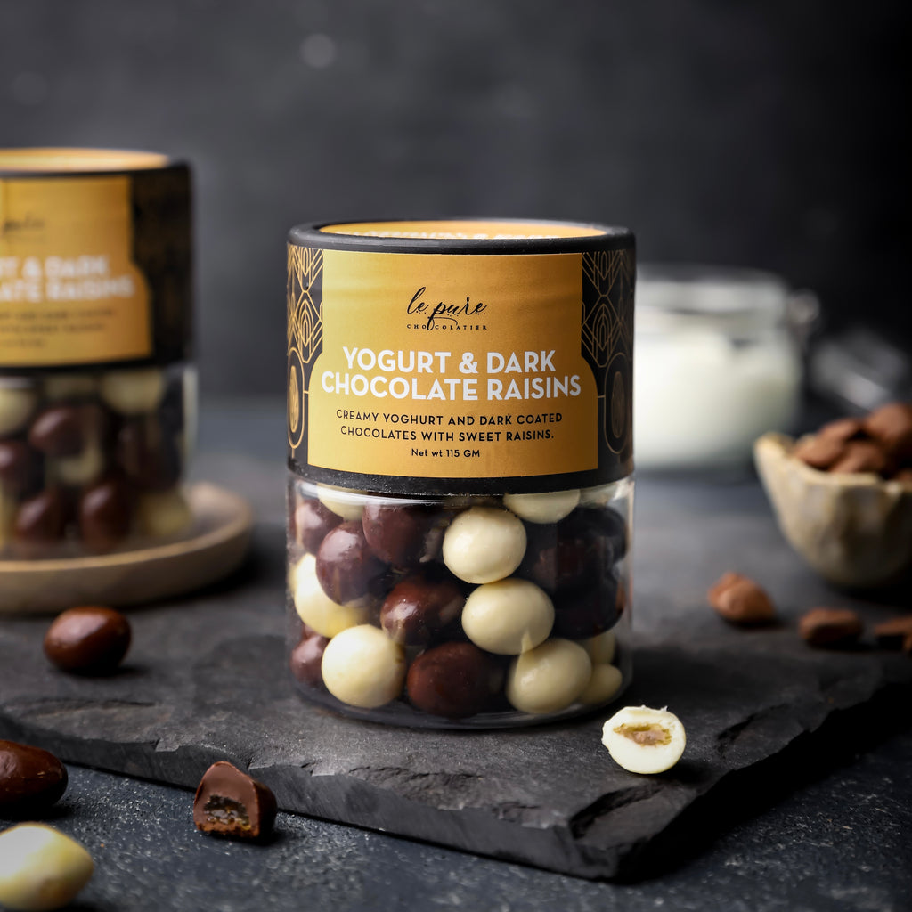Buy Le Pure Yogurt & Dark Chocolate Raisins Dragees Online | Shop Now